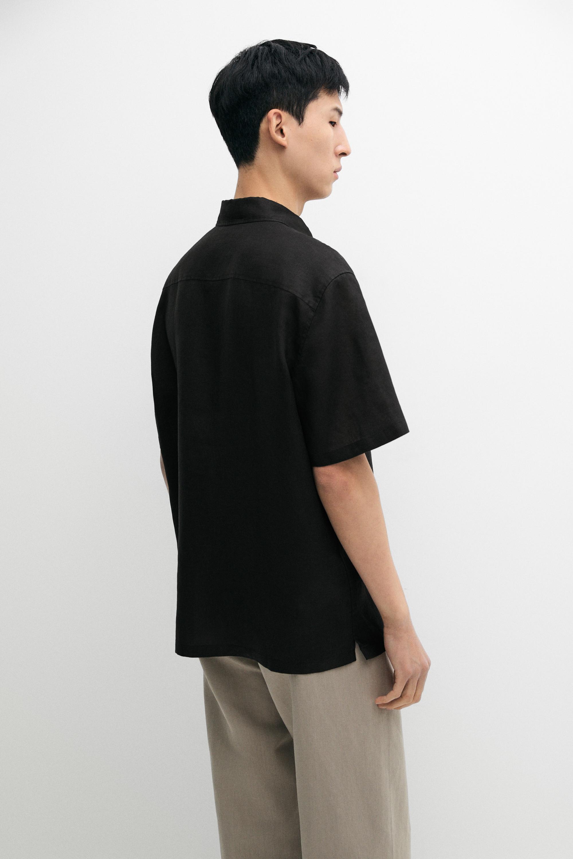 Regular fit 100% linen short sleeve shirt
